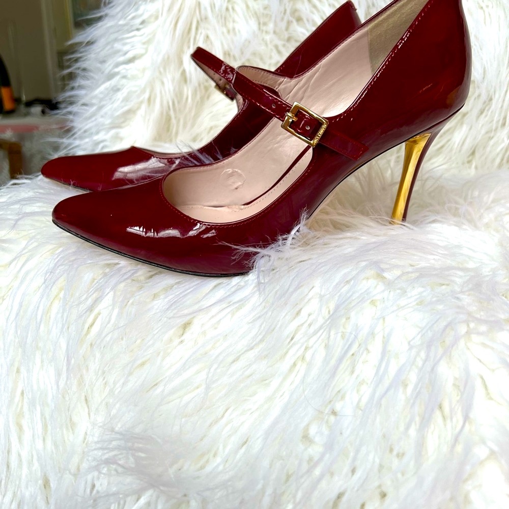 Red patent shoes